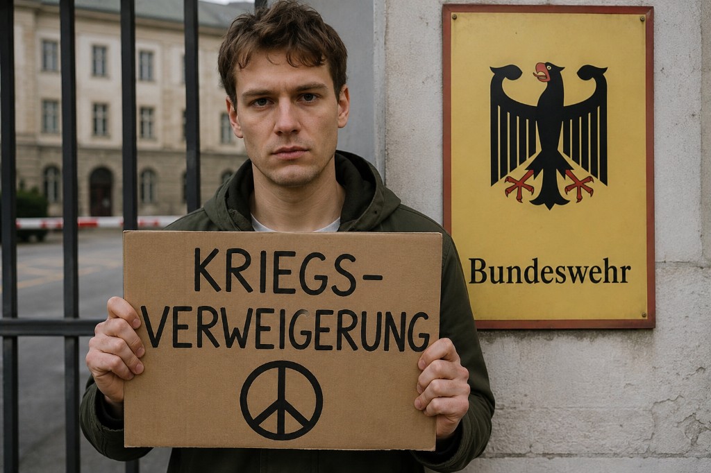Kriegsverweigerung vor Bundeswehr-Gebäude